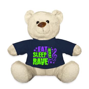 Eat Sleep Rave Repeat Essen Schlafen Raven Spruch - Teddy - French Navy - Vorne