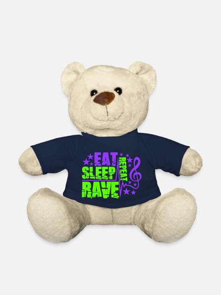 Manger dormir rave répéter nourriture sommeil corbeau disant - Nounours - bleu marine