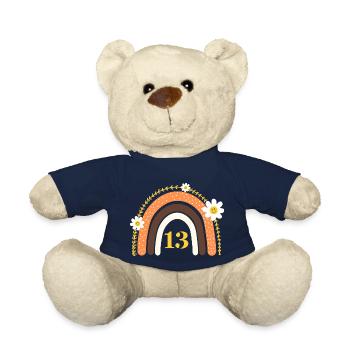 13th Birthday Rainbow Yellow - Teddy Bear - french navy - Front