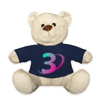 Number 3 multicolor - Teddy Bear - french navy - Front