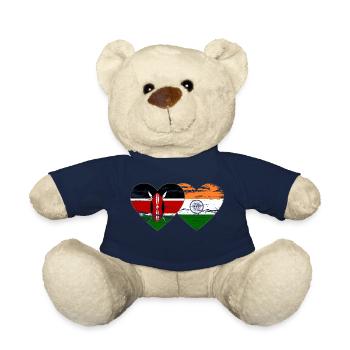 Kenia Indien Flagge Herz used - Teddy - French Navy - Vorne
