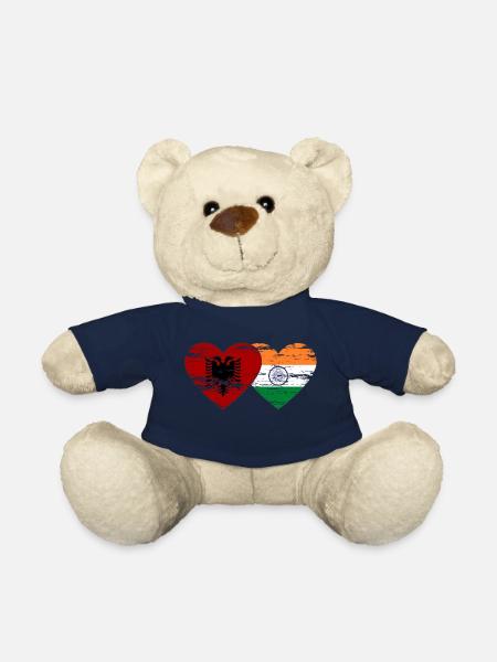 Albania India Flag Heart Used - Teddy Bear - french navy
