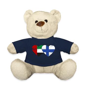 United Arab Emirates Finland Flag Heart - Teddy Bear - french navy - Front