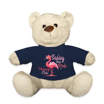 Sassy And Pink Flamingo Chic Pink Bird Cute - Teddy Bear - french navy - Front