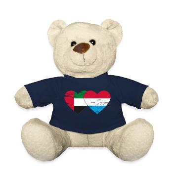 United Arab Emirates Luxembourg Flag Heart - Teddy Bear - french navy - Front
