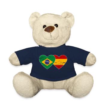 Brazil Spain Flag Heart used - Teddy Bear - french navy - Front
