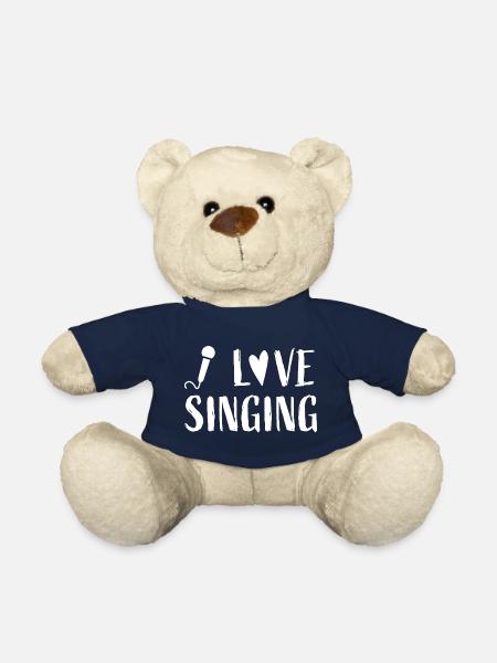 J’aime chanter - Musique Musicien Chanteur - Nounours - bleu marine