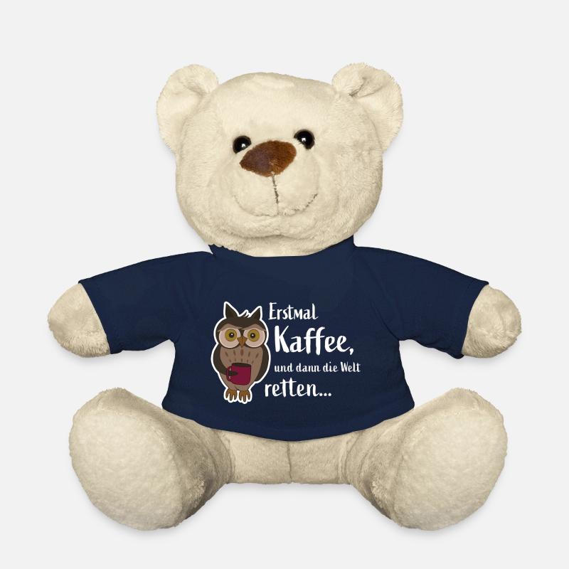 Erstmal Kaffee - niedliche Eule - But First Coffee - Teddy - French Navy