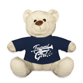 Fille musicienne trompette musique motif - Nounours - bleu marine - Devant