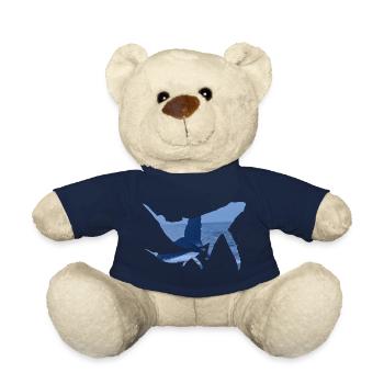 Whales with Fins & Sea Photo Whale Gift Fish - Teddy Bear - french navy - Front