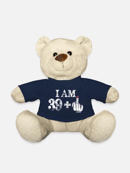 I Am 39 Plus Bold Middle Finger - Teddy Bear - french navy