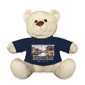 Amsterdam Netherlands by Night Holland Vintage - Teddy Bear - french navy - Front