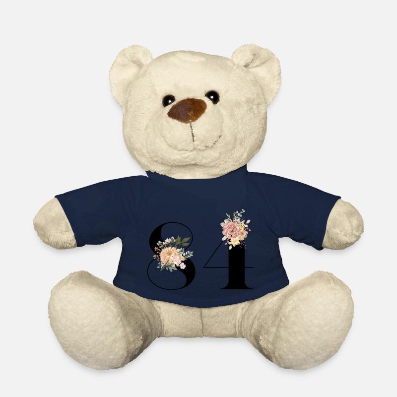 84e anniversaire fleuris (Cadeau de 84 ans) - Nounours - bleu marine