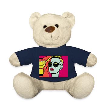 Pop Art - Frau mit Sonnebrille - Teddy - French Navy - Vorne