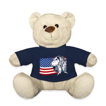 Saluki America Flag Dog Dogs Wilsigns - Teddy Bear - french navy - Front