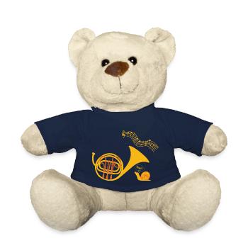 Funny shirt french horn musical instrument - Teddy Bear - french navy - Front