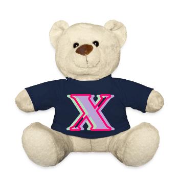 Multicolored letter x - Teddy Bear - french navy - Front