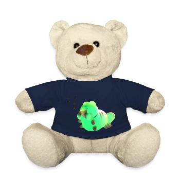 La petite chenille mignonne accueille le lever du soleil avec elle - Nounours - bleu marine - Devant
