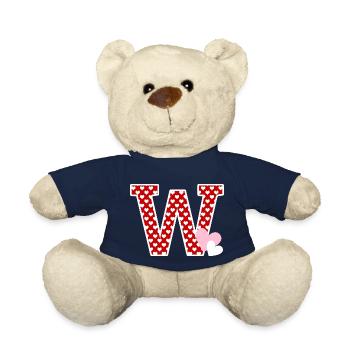 Letter w heart - Teddy Bear - french navy - Front