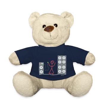 Listening music stick figure loudspeaker boxing job - Teddy Bear - french navy - Front