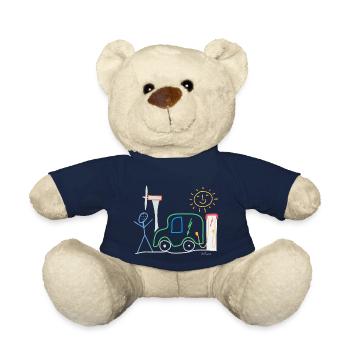 Elektroauto Strichmännchen Mobilität Strom Energie - Teddy - French Navy - Vorne