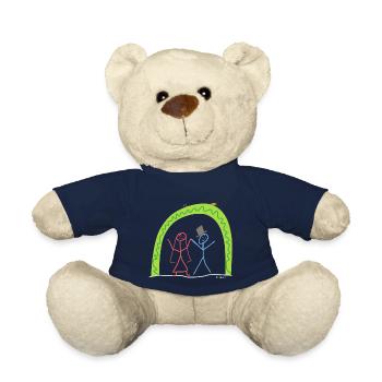 Heiraten Ehe Paar Strichmännchen Hochzeit Mann - Teddy - French Navy - Vorne