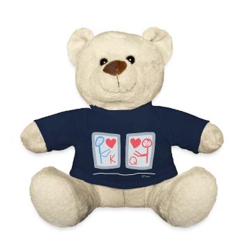 Poker Karten Strichmännnchen liebe Herz heiraten - Teddy - French Navy - Vorne