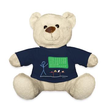 Stickman enseignant étudiant calcul maths - Nounours - bleu marine - Devant