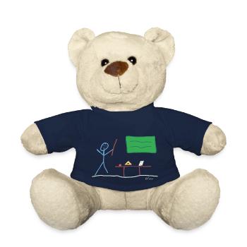 Stickman enseignant, profession enseignante - Nounours - bleu marine - Devant