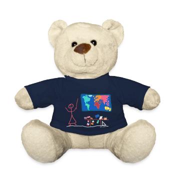 Geography teacher stick figure geography school - Teddy Bear - french navy - Front