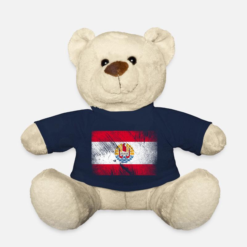 Drapeau de la Polynésie française - Vintage Grunge - Nounours - bleu marine
