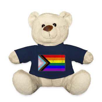 Distressed Progress LGBTQ Pride Flagge - Teddy - French Navy - Vorne