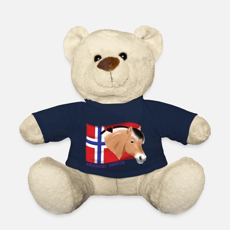 Norwegisches Fjordpferde Kopf mit Flagge - Teddy - French Navy