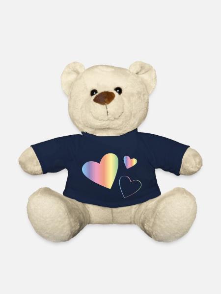 Cœurs arc-en-ciel - Nounours - bleu marine