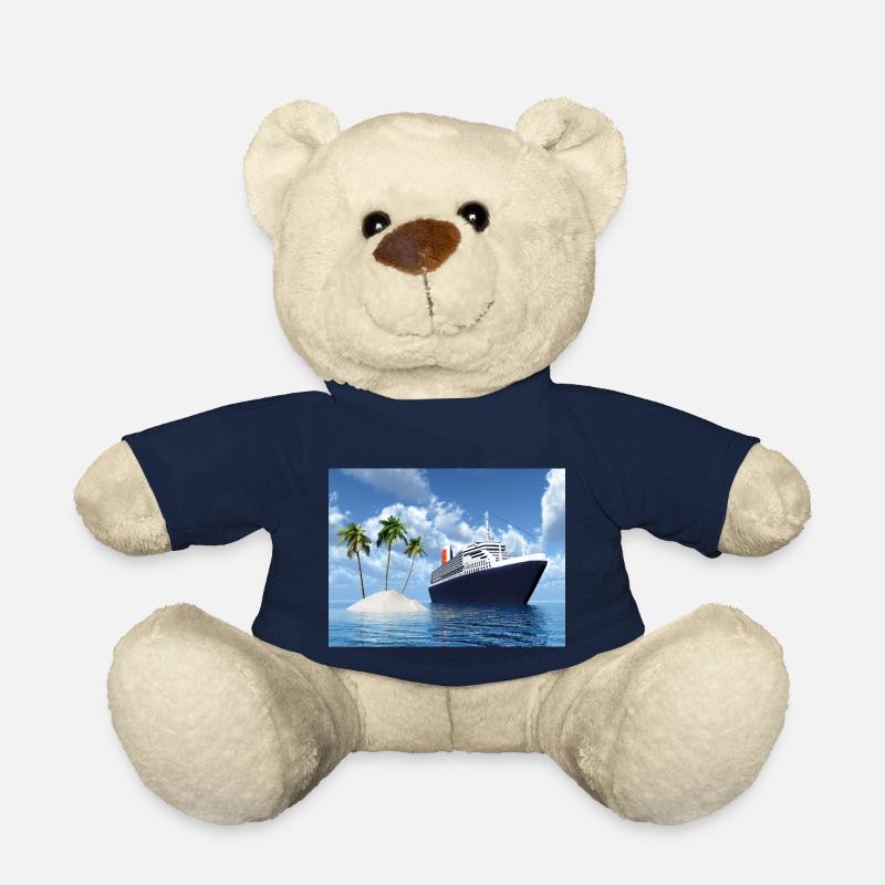 Kreuzfahrtschiff und einsame Insel mit Palmen - Teddy - French Navy