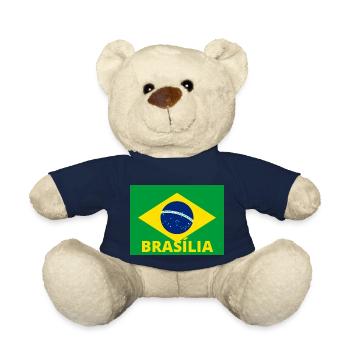 Brasília City in Brazilian Flag - Teddy Bear - french navy - Front