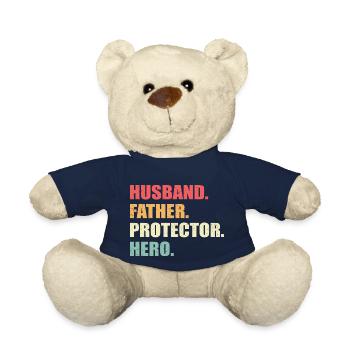 Husband, Father, Protector, Hero - Teddy Bear - french navy - Front