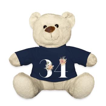 34th Anniversary Flowers (Gift of 34 years) - Teddy Bear - french navy - Front