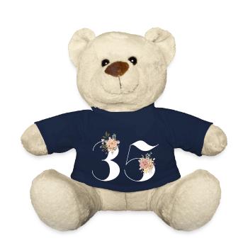35th Anniversary Flowers (Gift of 35 years) - Teddy Bear - french navy - Front