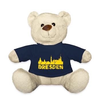Dresden Germany City Font Skyline Broken - Teddy Bear - french navy - Front