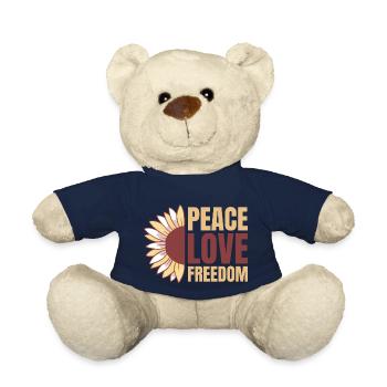 Peace Freedom Peace Sign Sunflower Love - Teddy Bear - french navy - Front