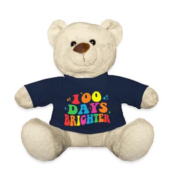 100 days brighter - 100th Day Of School Gift - Teddy Bear - french navy - Front