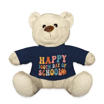 School Tee Happy 100th Day Of School Teacher - Teddy Bear - french navy - Front