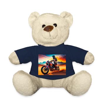 Motorcycle Motocross in Desert at Sunset - Teddy Bear - french navy - Front