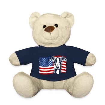 Whippet America Flag Dogs Dog Wilsigns - Teddy Bear - french navy - Front