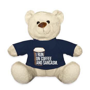 Je cours sur le café et le sarcasme Dicton sarcastique - Nounours - bleu marine - Devant