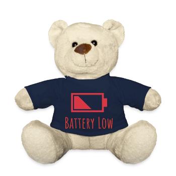 Battery Low Icon and Text - Teddy Bear - french navy - Front