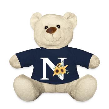 Buchstabe n blumige Sonnenblume - Teddy - French Navy - Vorne