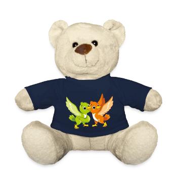 Happy two cartoonish cute birds - Teddy Bear - french navy - Front