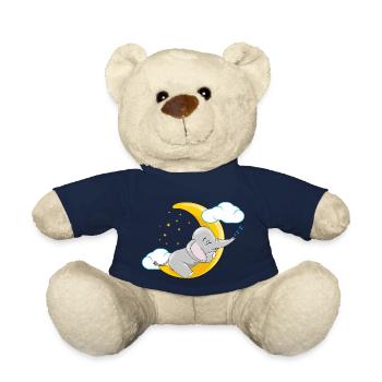 Cute baby elephant sleeping on the moon - Teddy Bear - french navy - Front